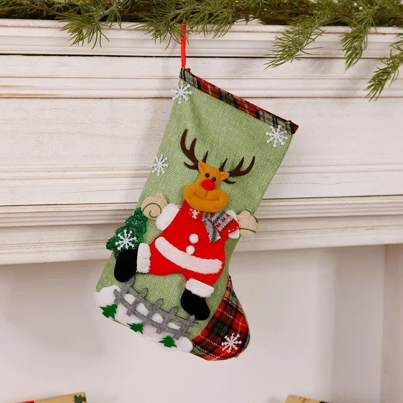 Christmas Stocking Reindeer Motif Durable Fabric Spacious