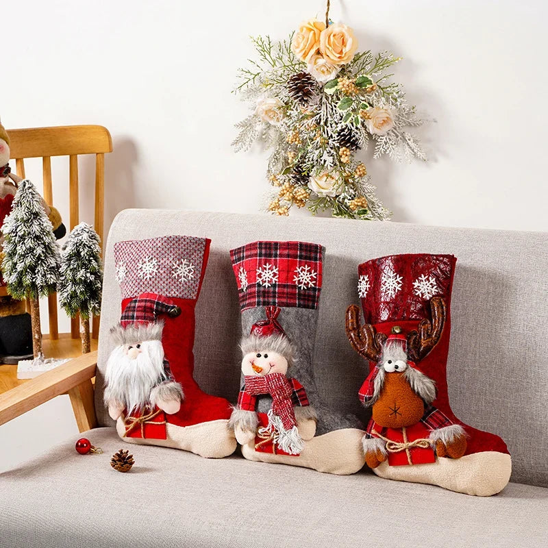 Christmas Stocking Reindeer Motif Durable & Spacious