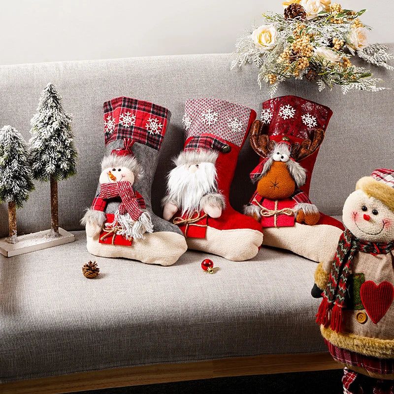Christmas Stocking Reindeer Motif Durable & Spacious