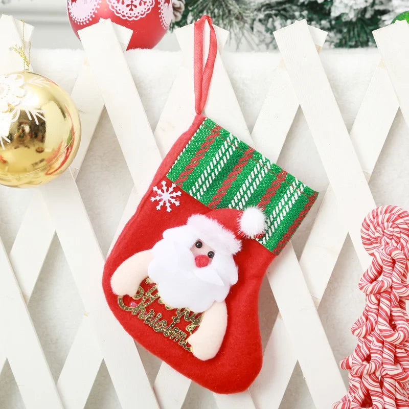 Christmas Stocking Santa Motif Soft Felt & Hanging Loop