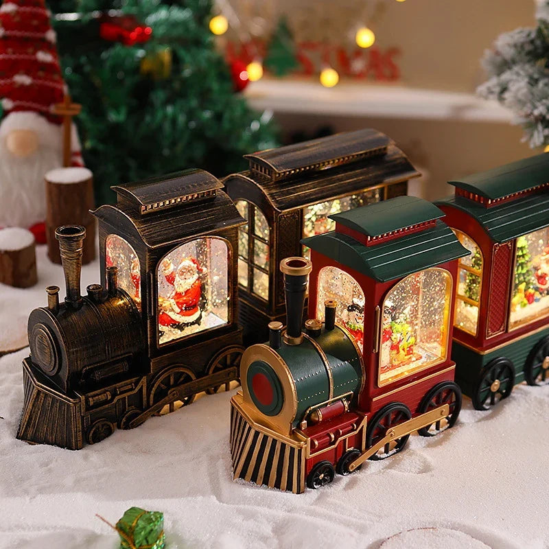 Christmas Train Lantern Moving Santa & Warm Light