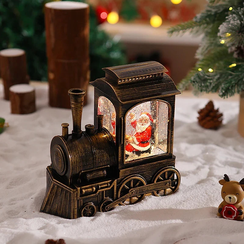 Christmas Train Lantern Moving Santa & Warm Light