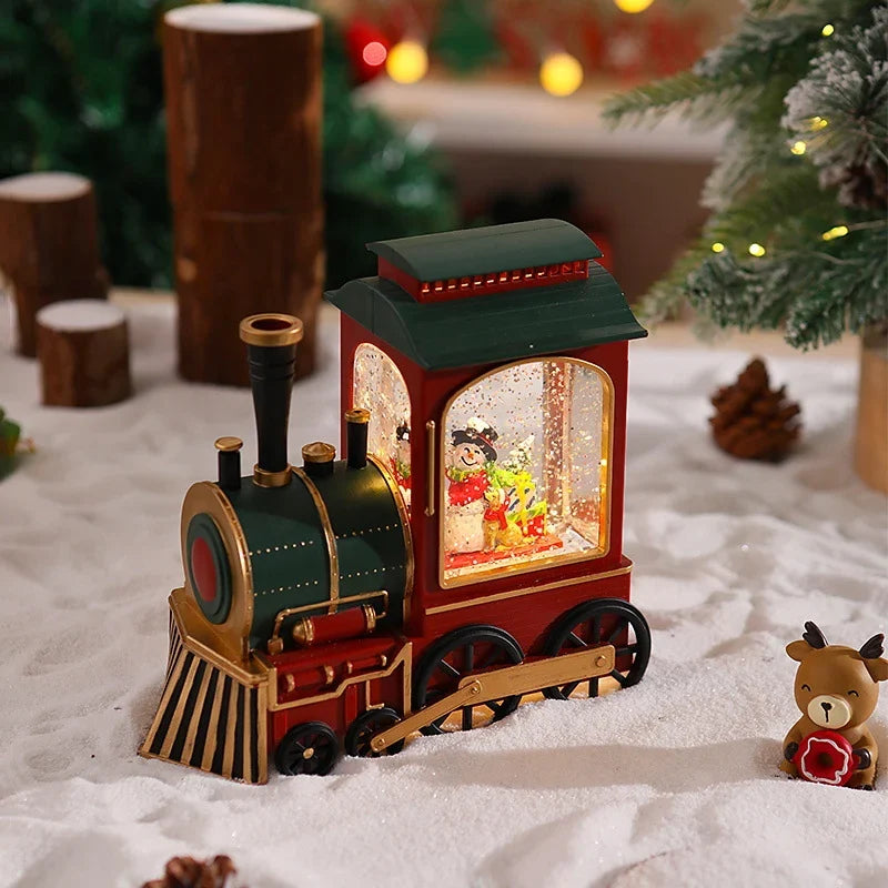 Christmas Train Lantern Moving Santa & Warm Light
