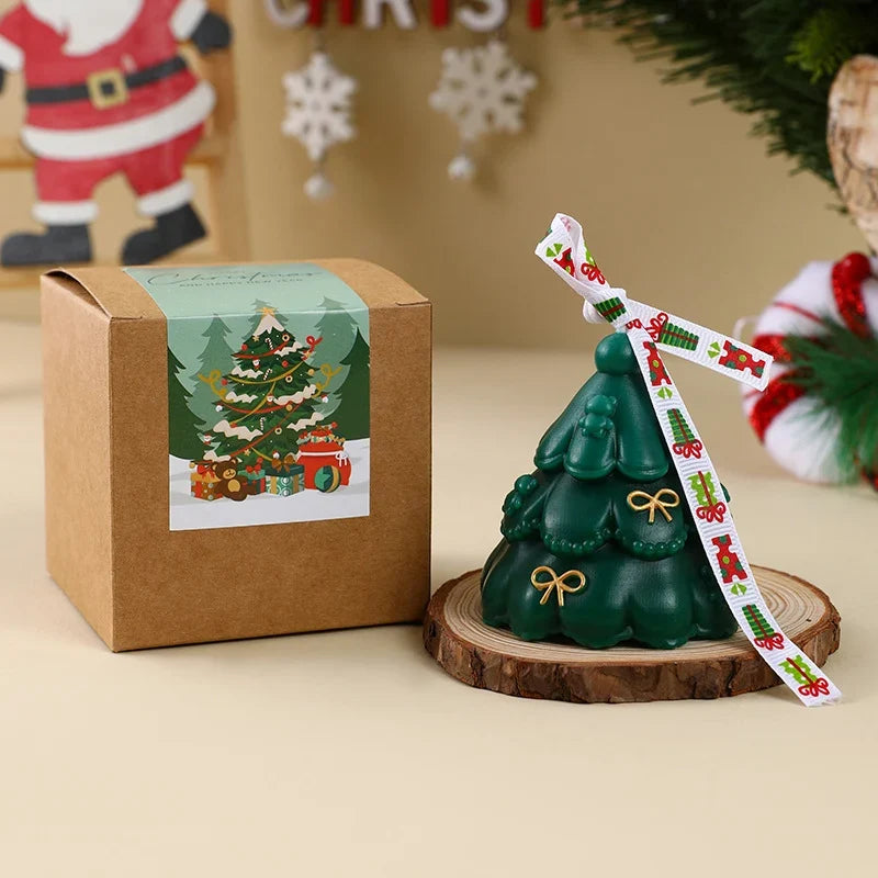 Christmas Tree Candle Hand-Poured Wax Sculpted Design Gift-Ready Box