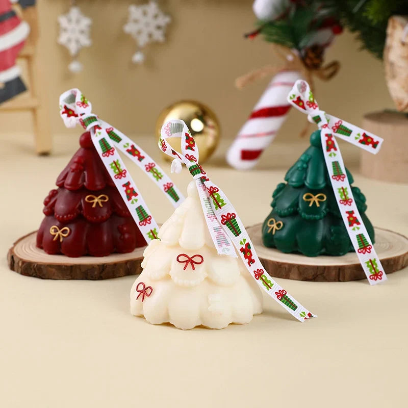 Christmas Tree Candle Hand-Poured Wax Sculpted Design Gift-Ready Box