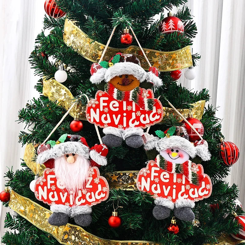 Christmas Tree Ornament Snowman Handmade Fabric Hanging Loop