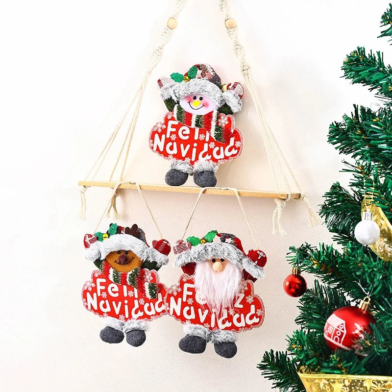 Christmas Tree Ornament Snowman Handmade Fabric Hanging Loop