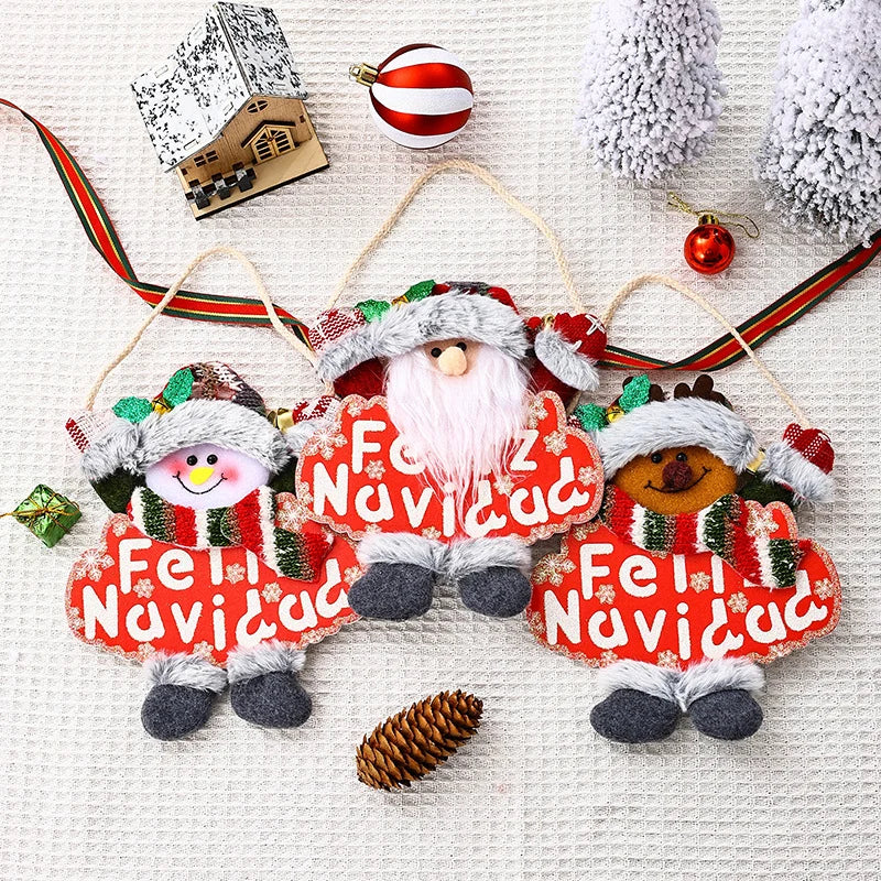 Christmas Tree Ornament Snowman Handmade Fabric Hanging Loop
