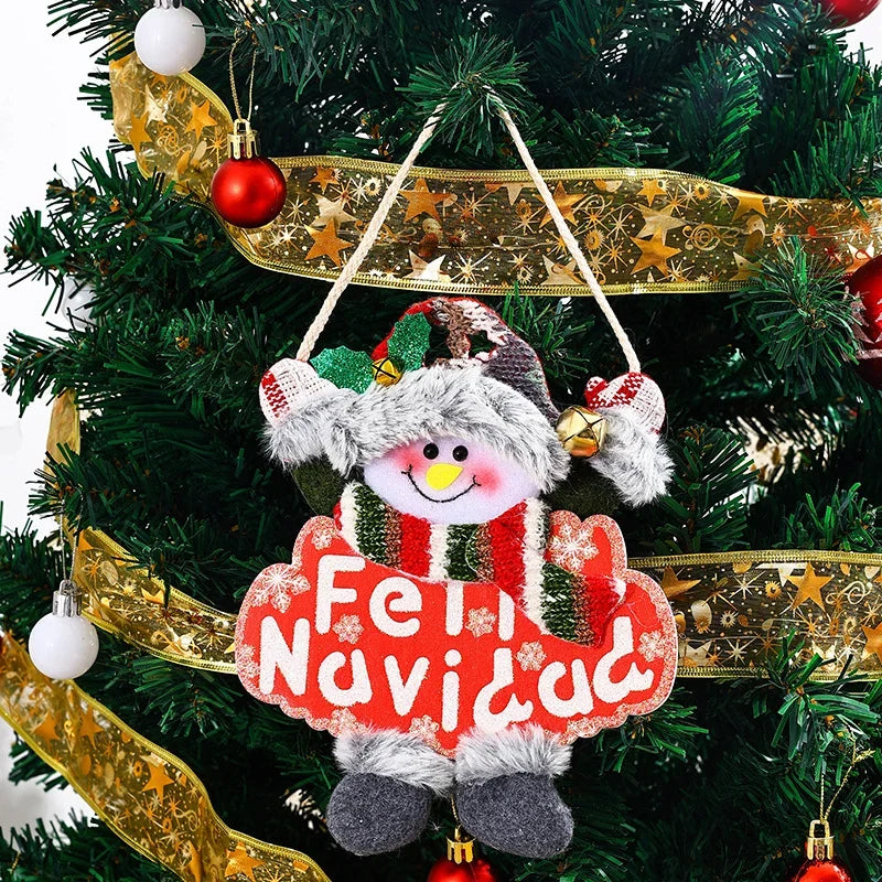 Christmas Tree Ornament Snowman Handmade Fabric Hanging Loop