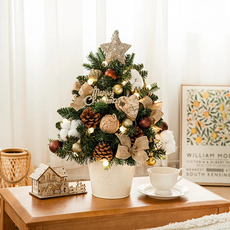Christmas Tree Tabletop With String Lights Included