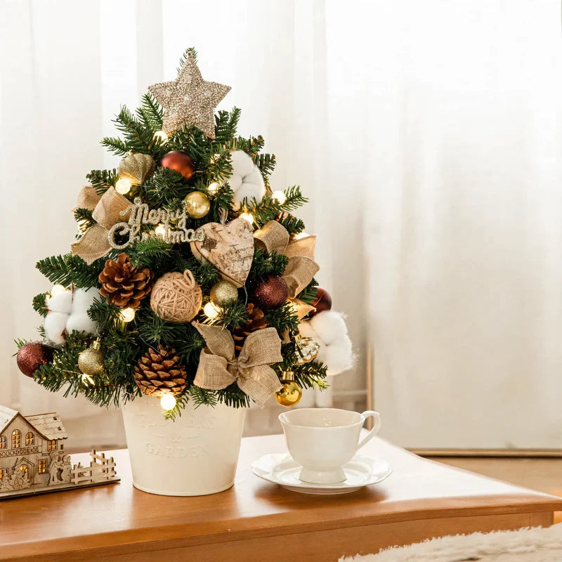 Christmas Tree Tabletop With String Lights Included