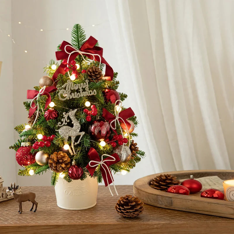 Christmas Tree Tabletop With String Lights Included