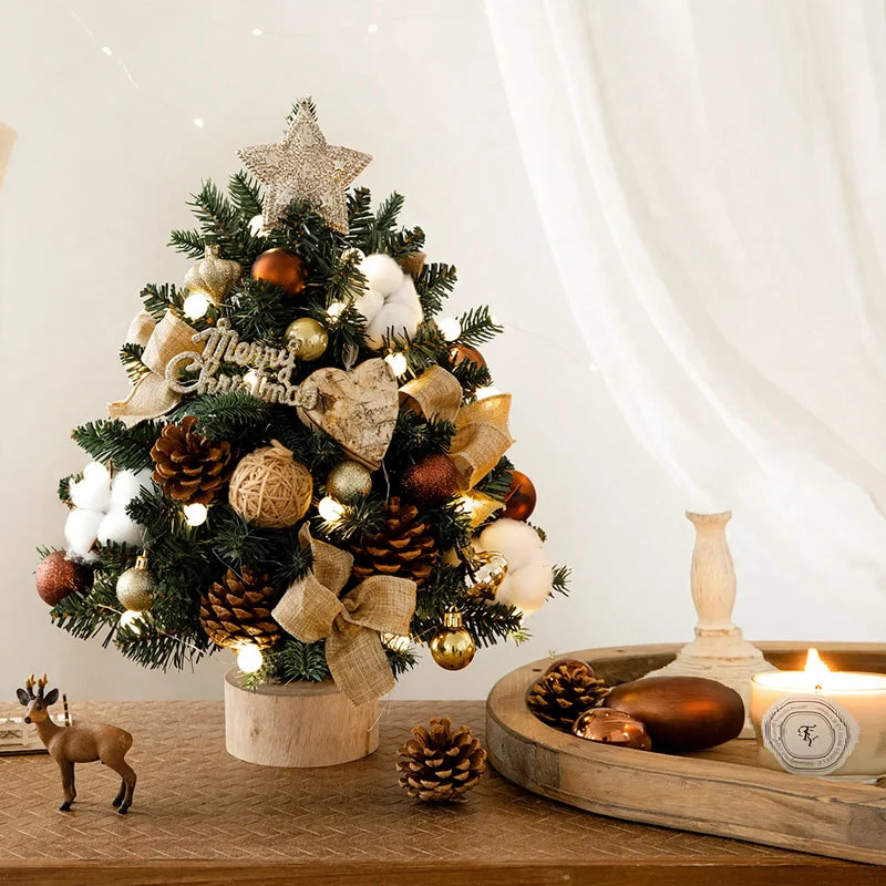 Christmas Tree Tabletop With String Lights Included