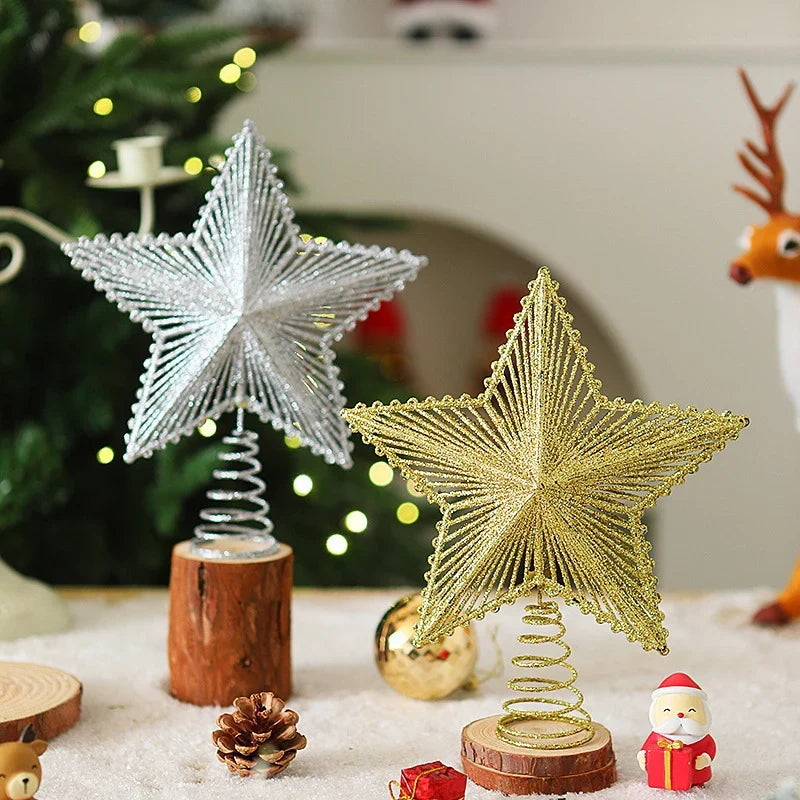 Christmas Tree Topper Sparkling Star Durable Spiral Base