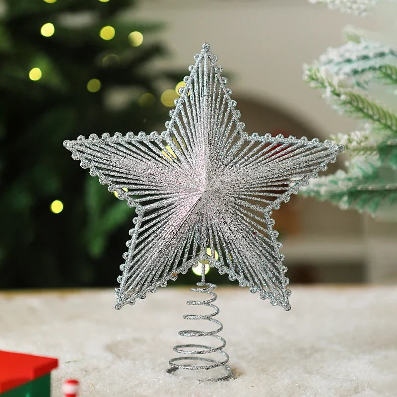 Christmas Tree Topper Sparkling Star Durable Spiral Base