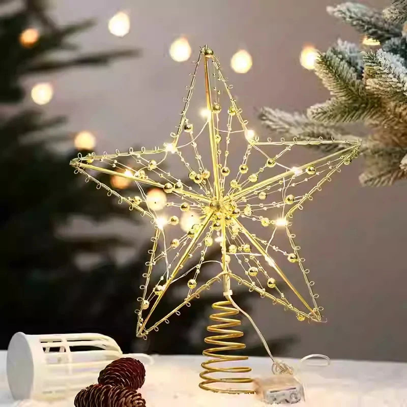 Christmas Tree Topper Sparkling Star Durable Spiral Base