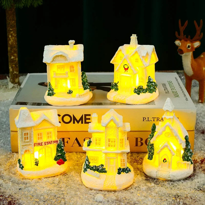 Christmas Village Ceramic With Glitter Finish Integrated LED