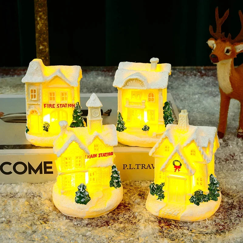 Christmas Village Ceramic With Glitter Finish Integrated LED