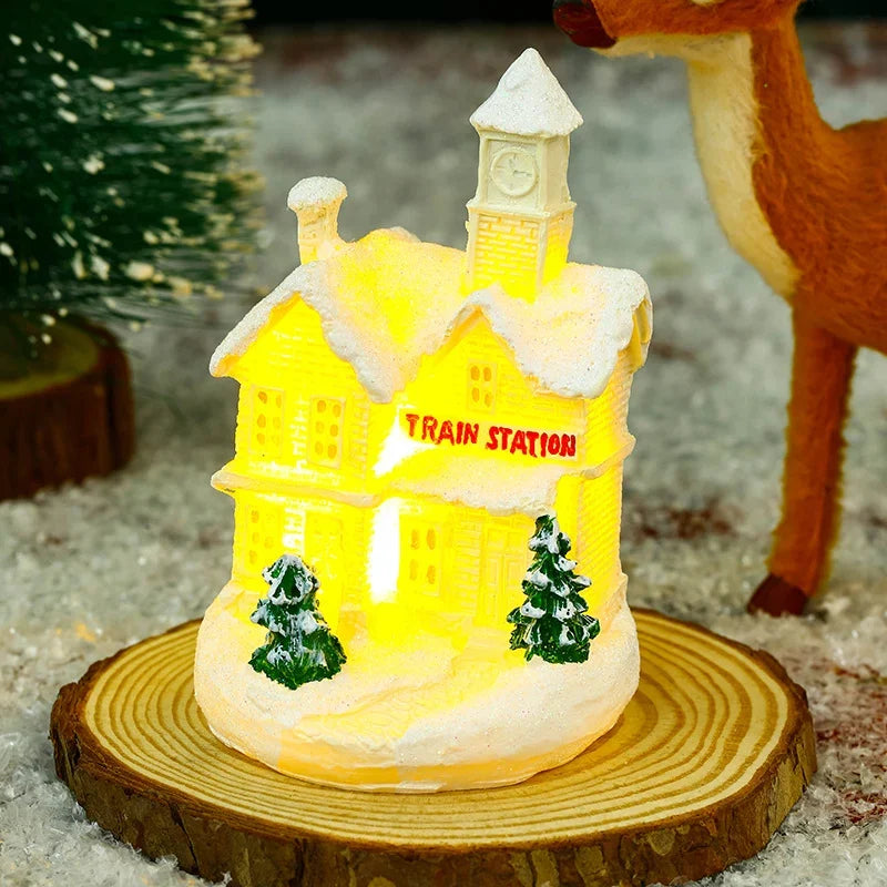 Christmas Village Ceramic With Glitter Finish Integrated LED