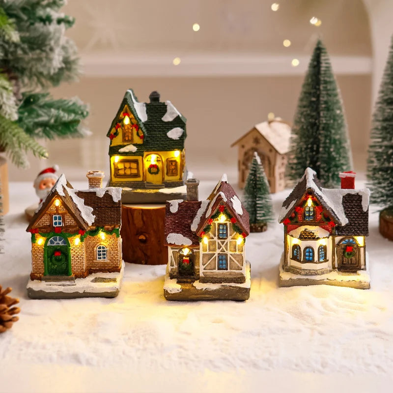 Christmas Village Decoration Built-In Lights Festive Display