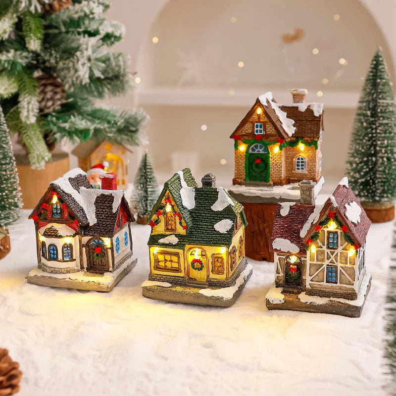 Christmas Village Decoration Built-In Lights Festive Display