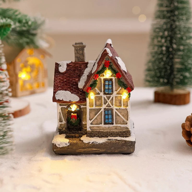 Christmas Village Decoration Built-In Lights Festive Display