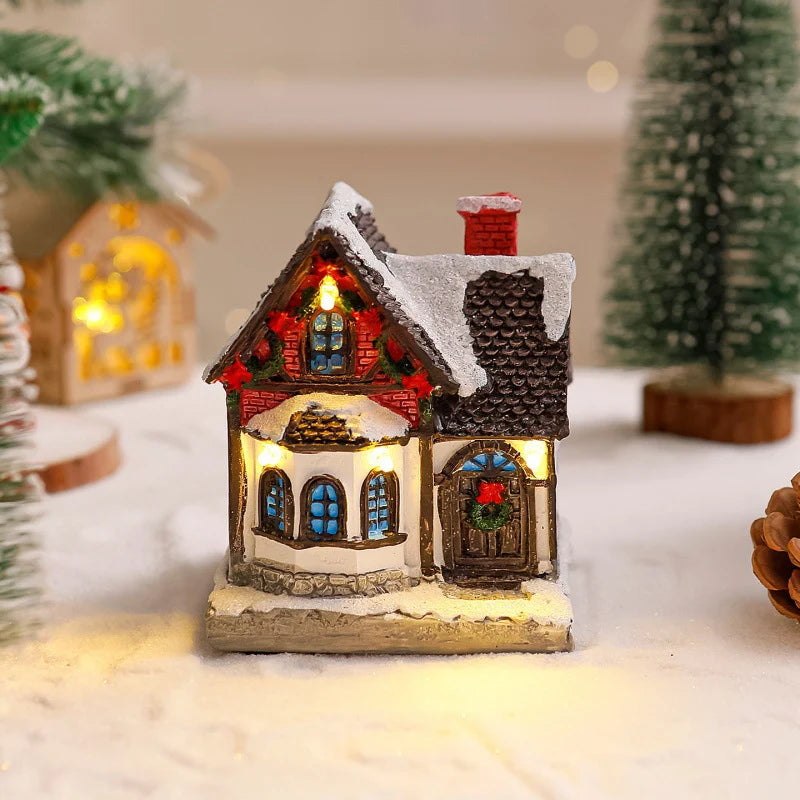 Christmas Village Decoration Built-In Lights Festive Display