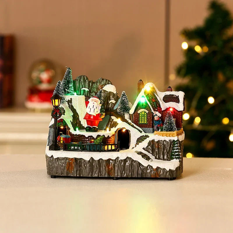 Christmas Village Diorama Embedded LED Lights Handcrafted Design