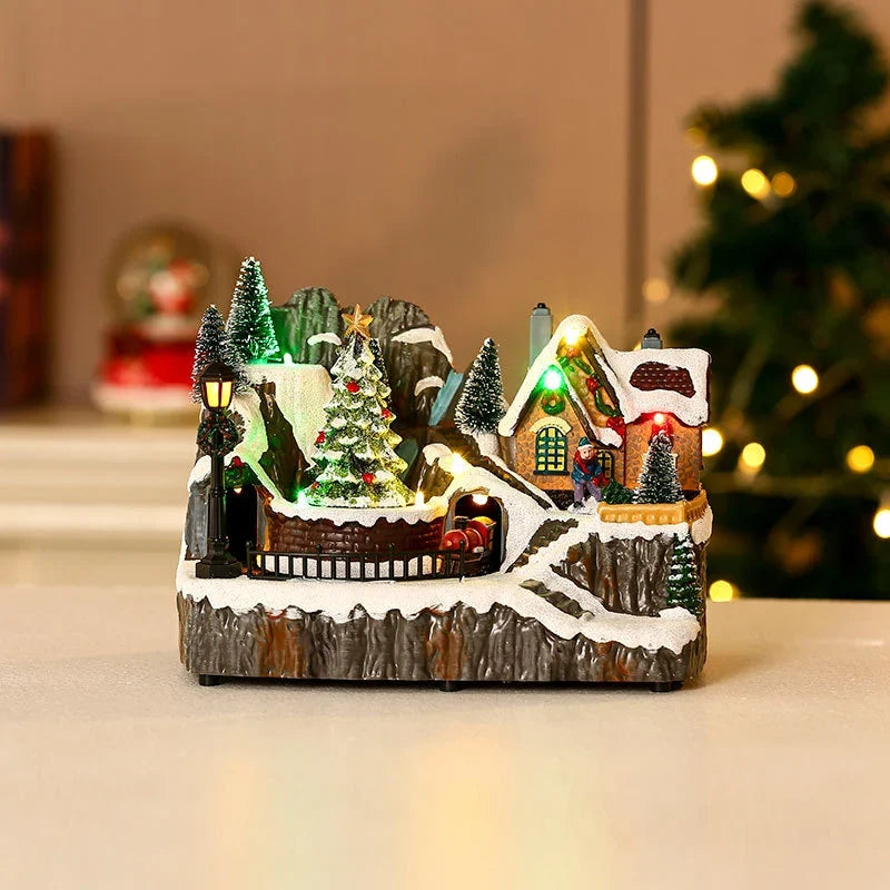 Christmas Village Diorama Embedded LED Lights Handcrafted Design