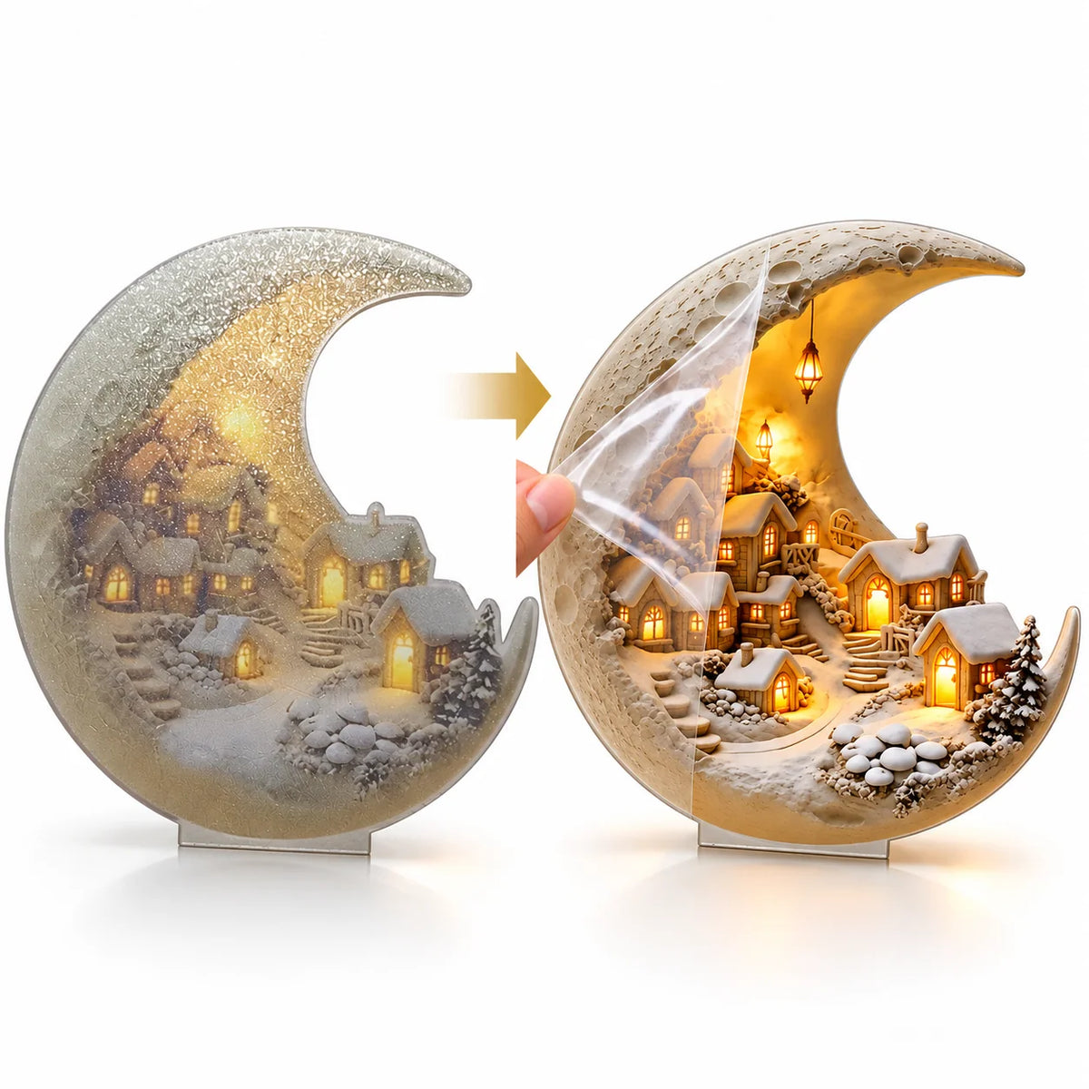 Christmas Village Display Crescent Moon Acrylic Panel