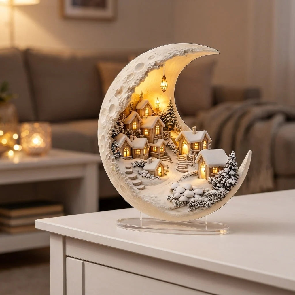 Christmas Village Display Crescent Moon Acrylic Panel