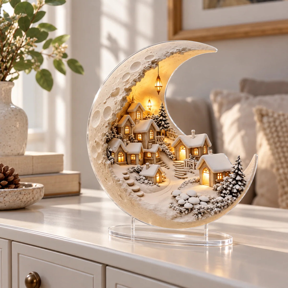Christmas Village Display Crescent Moon Acrylic Panel