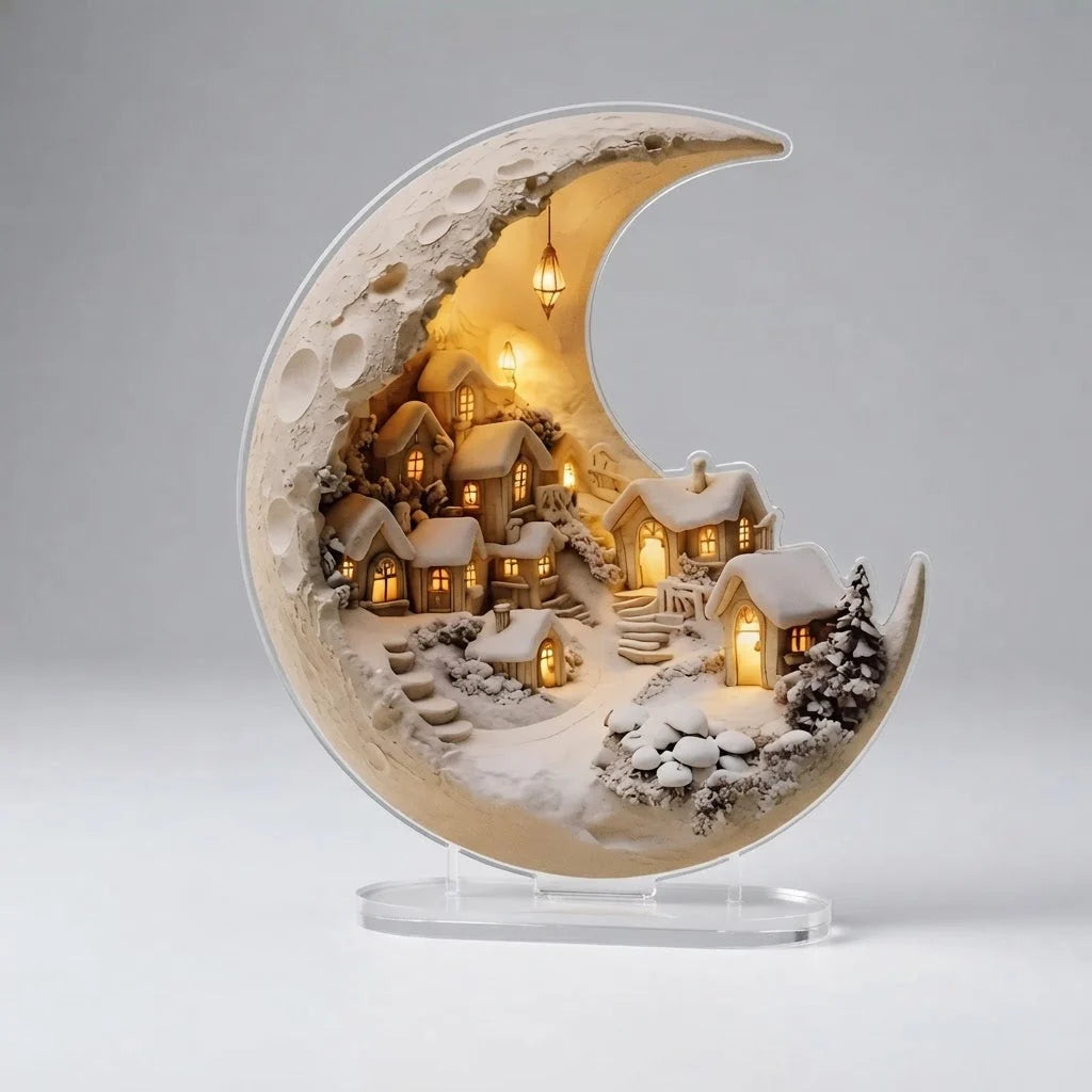 Christmas Village Display Crescent Moon Acrylic Panel