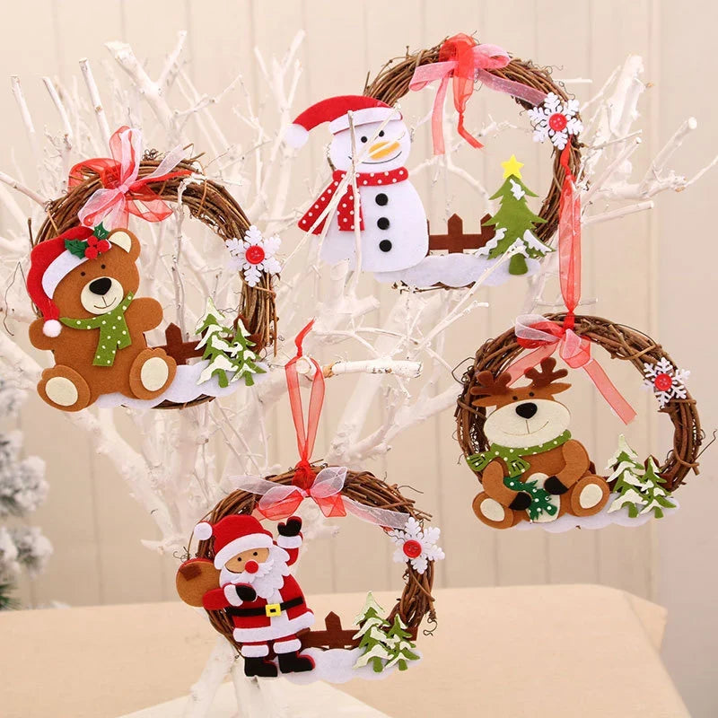 Christmas Wreath Felt Snowman Natural Twig Indoor & Outdoor
