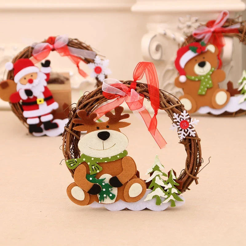 Christmas Wreath Felt Snowman Natural Twig Indoor & Outdoor