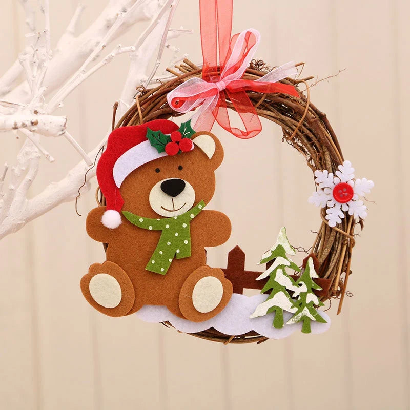 Christmas Wreath Felt Snowman Natural Twig Indoor & Outdoor