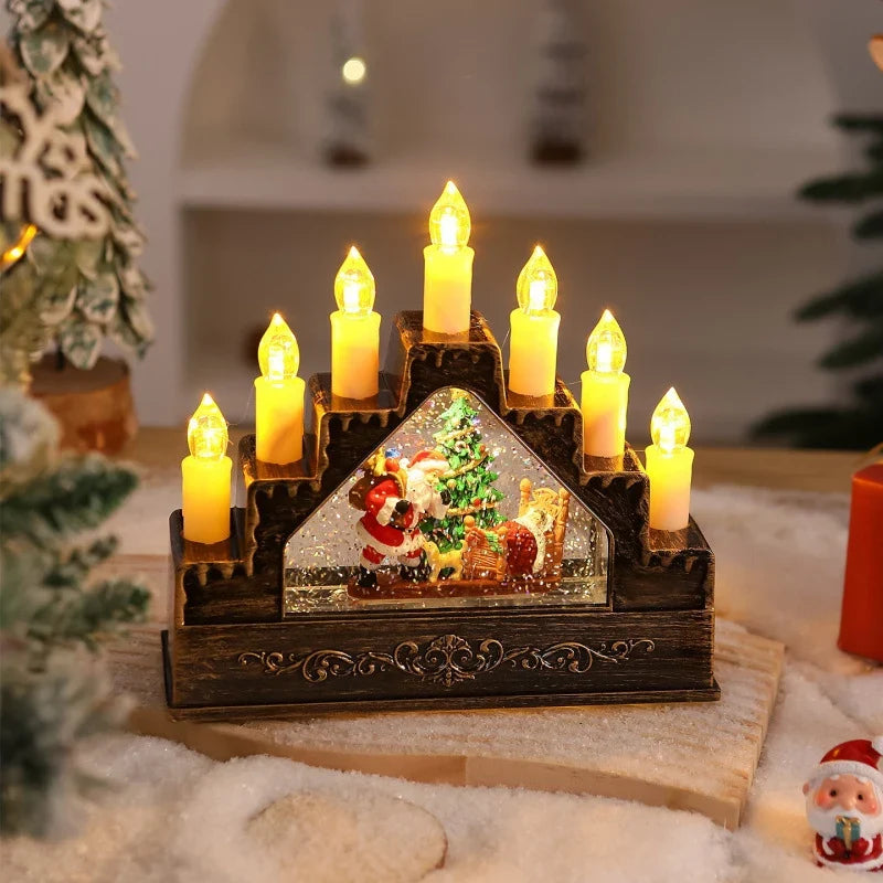 Christmas Wreath LED Lights & Glitter Figurines