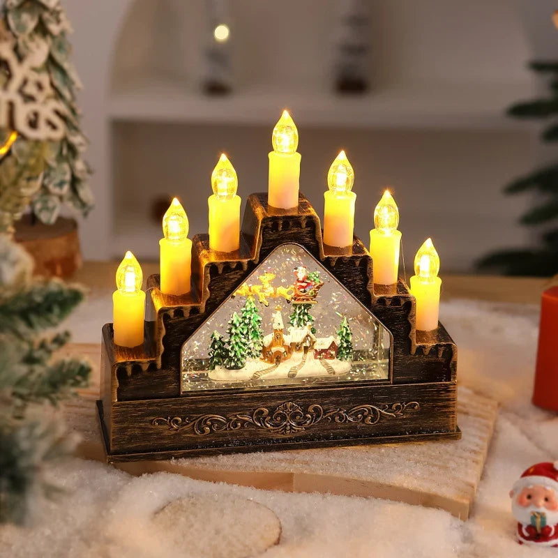 Christmas Wreath LED Lights & Glitter Figurines