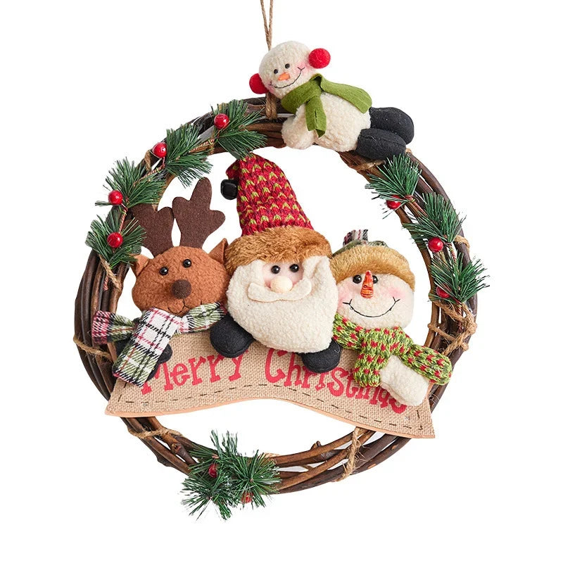 Christmas Wreath Snowman Accents Warm LED Lights
