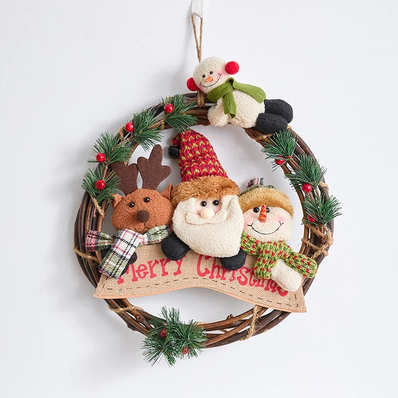 Christmas Wreath Snowman Accents Warm LED Lights