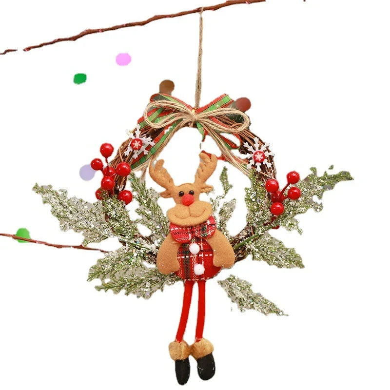 Christmas Wreath Snowman Motif Natural Materials Indoor & Outdoor