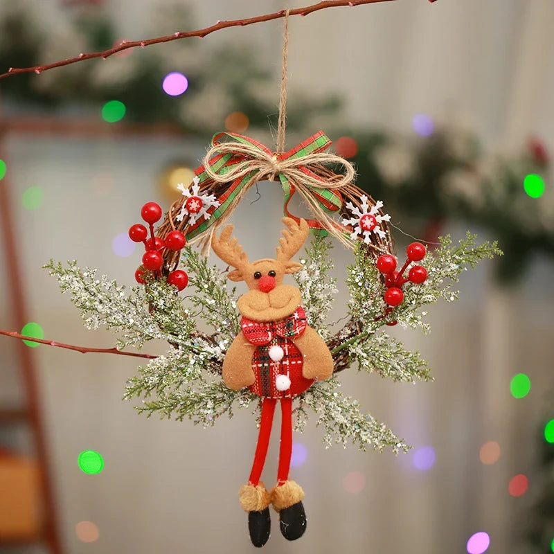 Christmas Wreath Snowman Motif Natural Materials Indoor & Outdoor