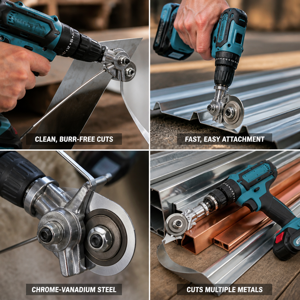 Chrome-Vanadium Guided Burr-Free Metal Cutter Attachment