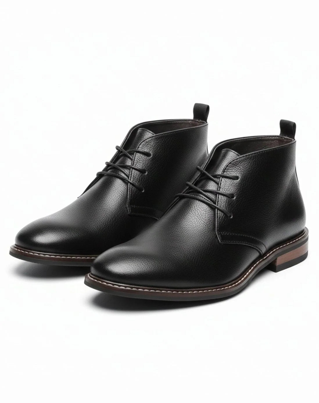 Chukka Boots Pebbled Leather Cushioned Insole & Rubber Sole