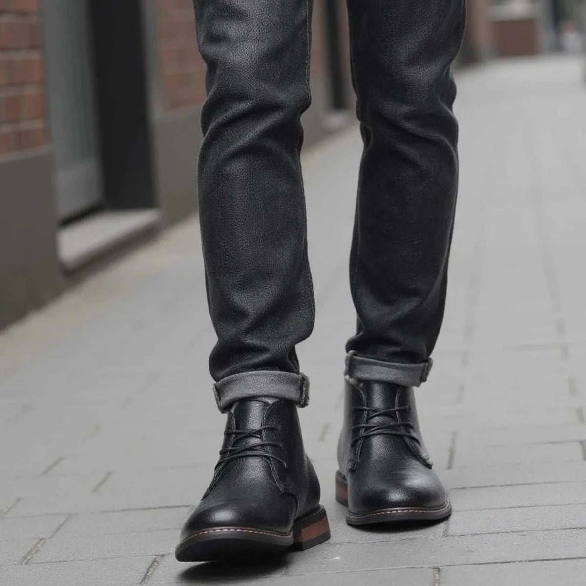 Chukka Boots Pebbled Leather Cushioned Insole & Rubber Sole