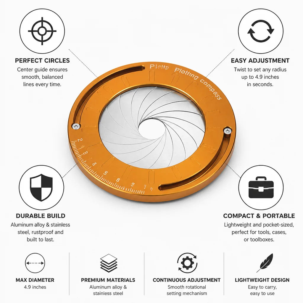 Circle Drawing Tool Adjustable Aluminum & Stainless Steel
