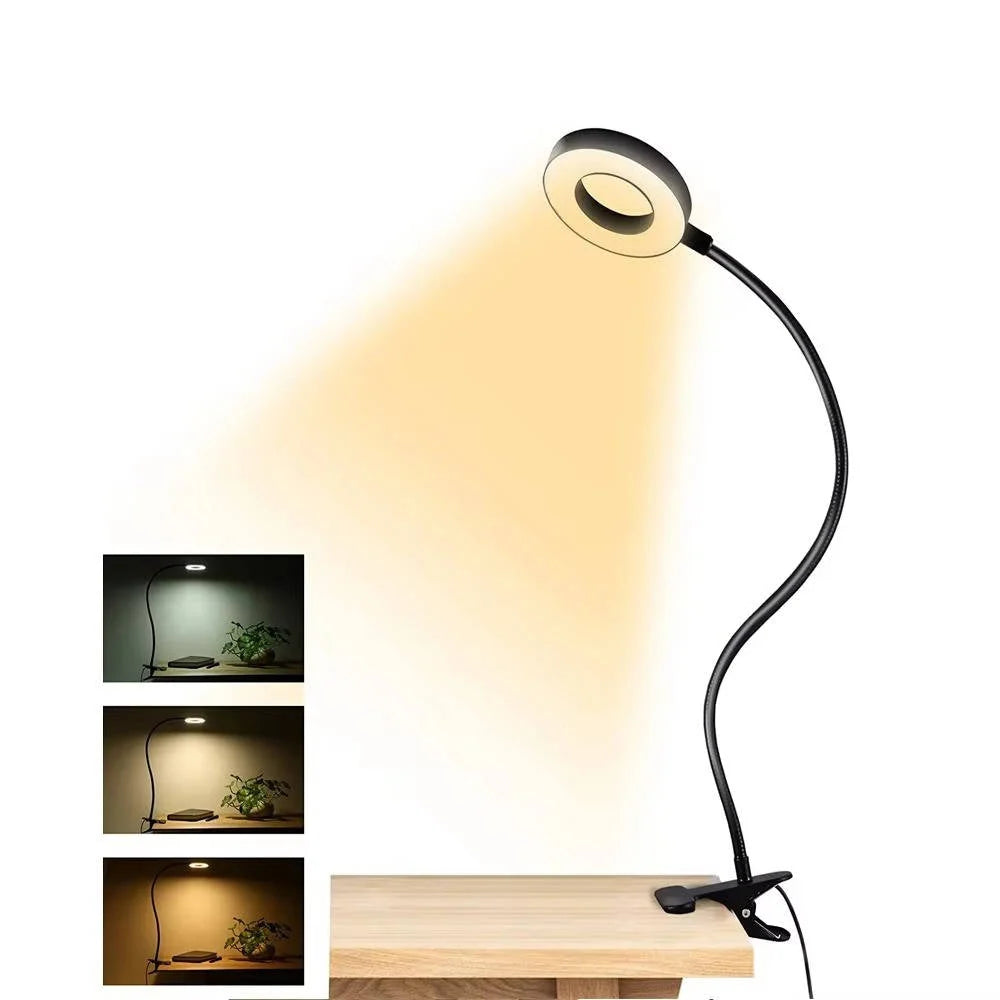 Clamp-On Desk Lamp 360° Gooseneck USB-Powered