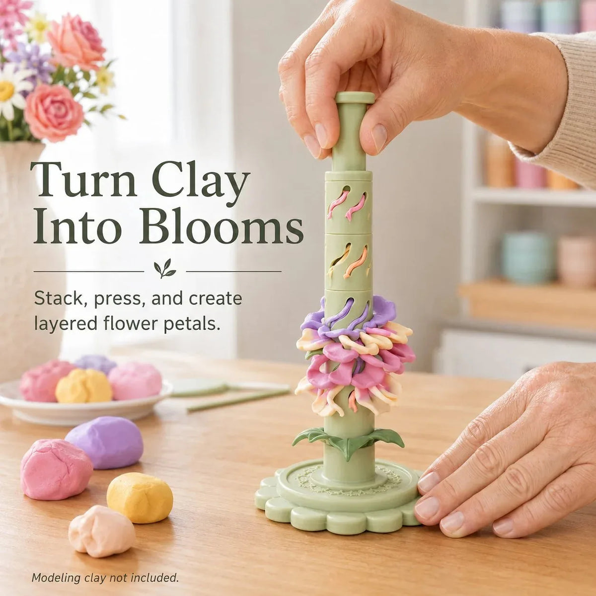 Clay Flower Maker Modular Press Tool with 9 Interchangeable Sleeves