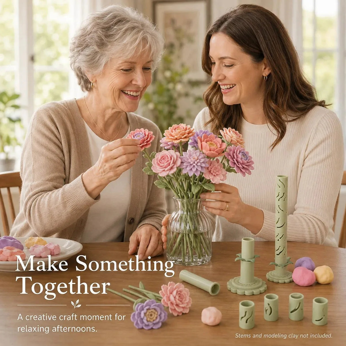 Clay Flower Maker Modular Press Tool with 9 Interchangeable Sleeves