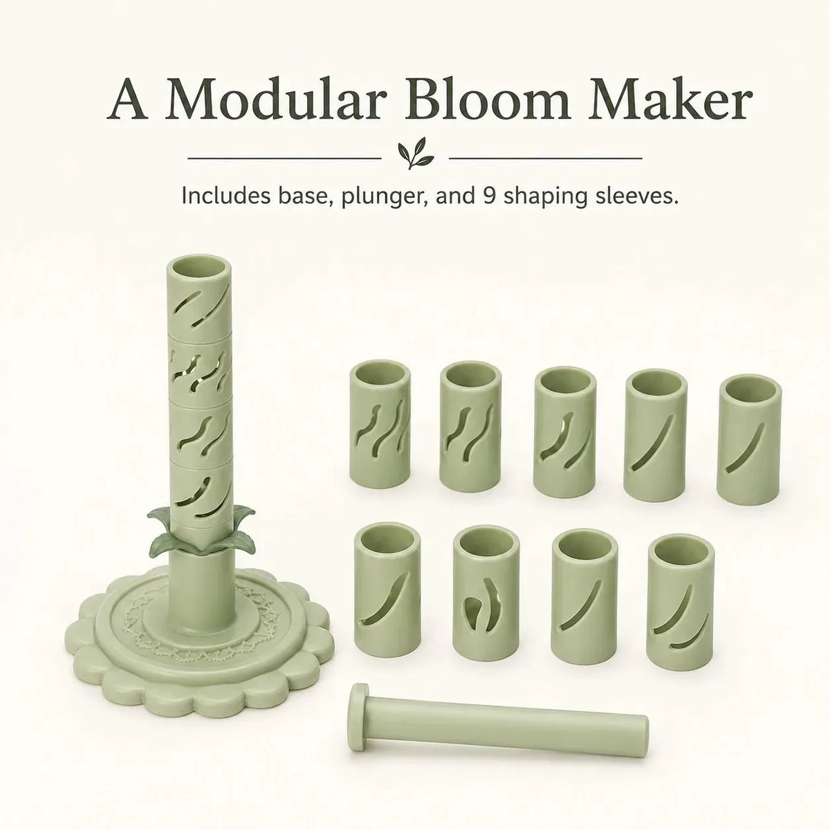 Clay Flower Maker Modular Press Tool with 9 Interchangeable Sleeves